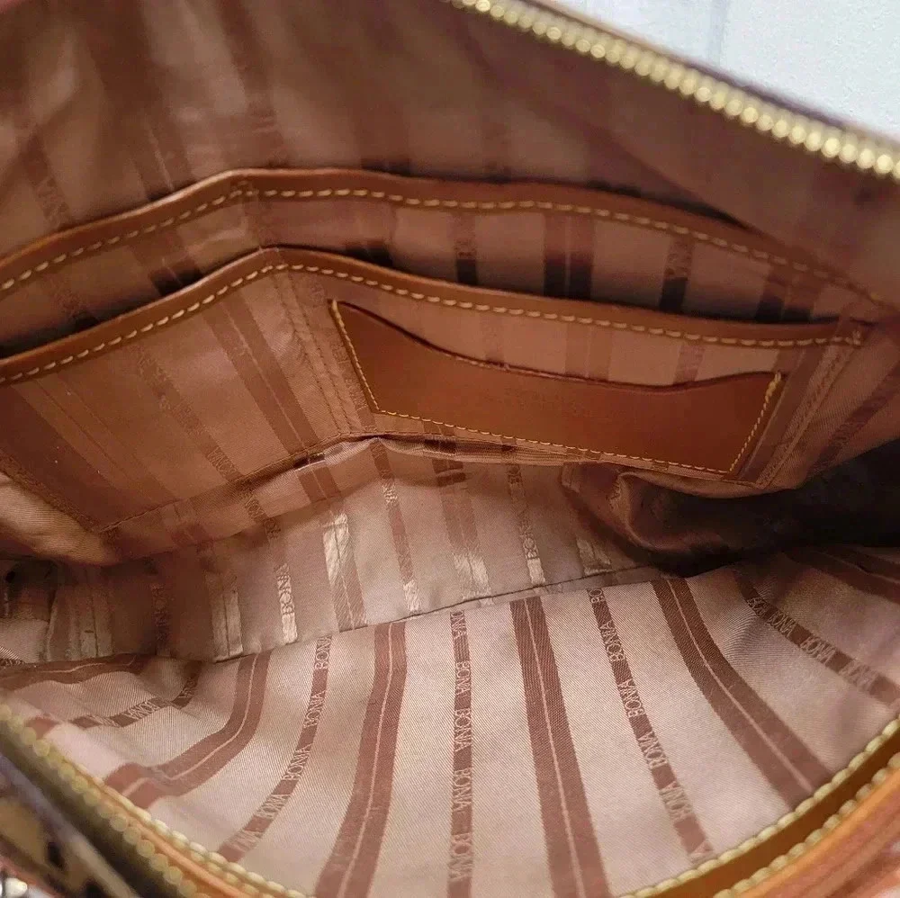 BONA Monogram Crossbody Bag 4 Zip Compartments and 4 smaller Pouches